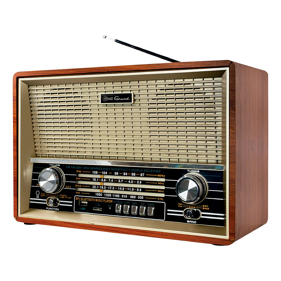 Parlante Mlab 8733 Retro Grund Bluetooth Usb Fm Color Café Diseño Vintage 1