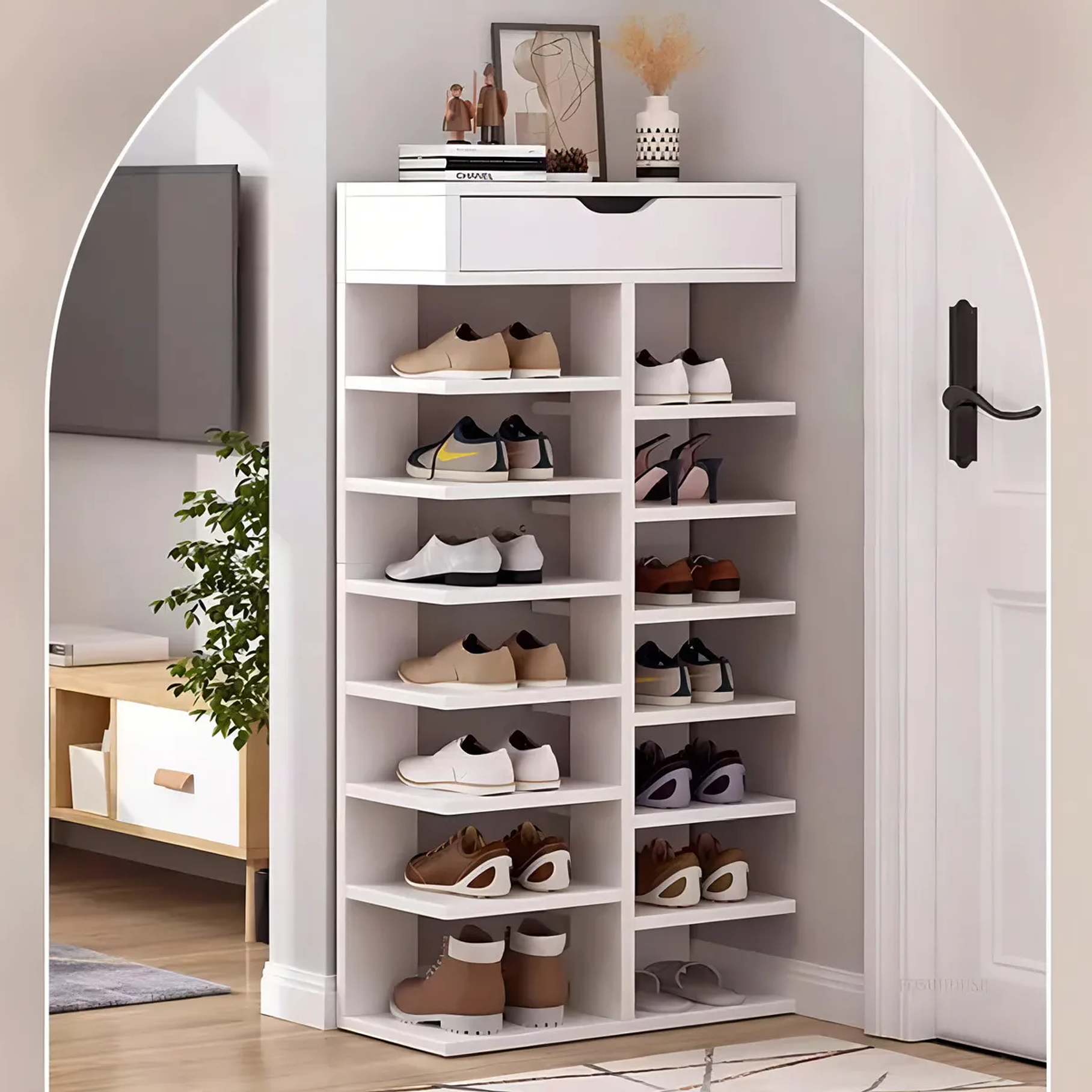 Zapatero Organizador Estante Zapatos 14 Pcs Hall Armario 3