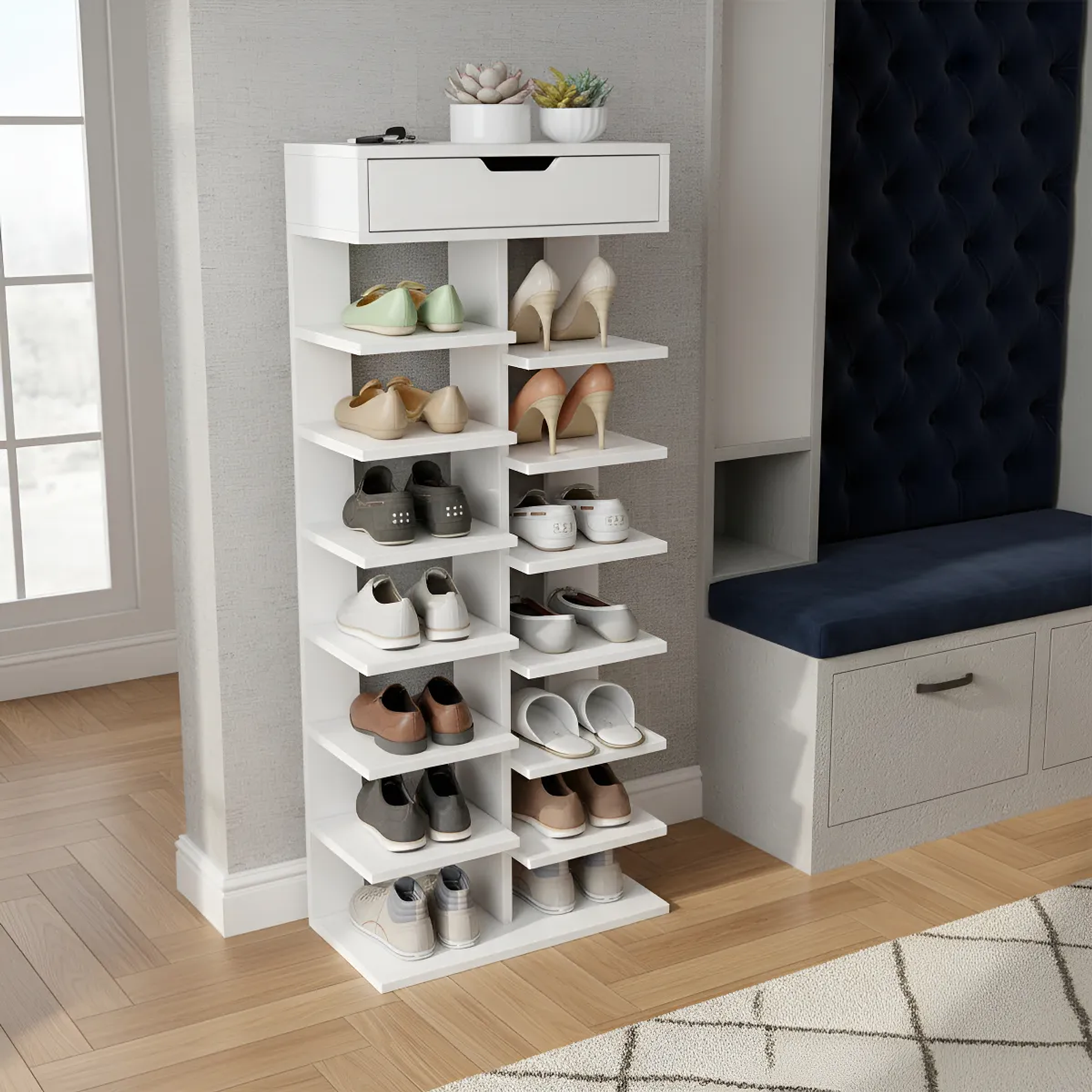 Zapatero Organizador Estante Zapatos 14 Pcs Hall Armario 4