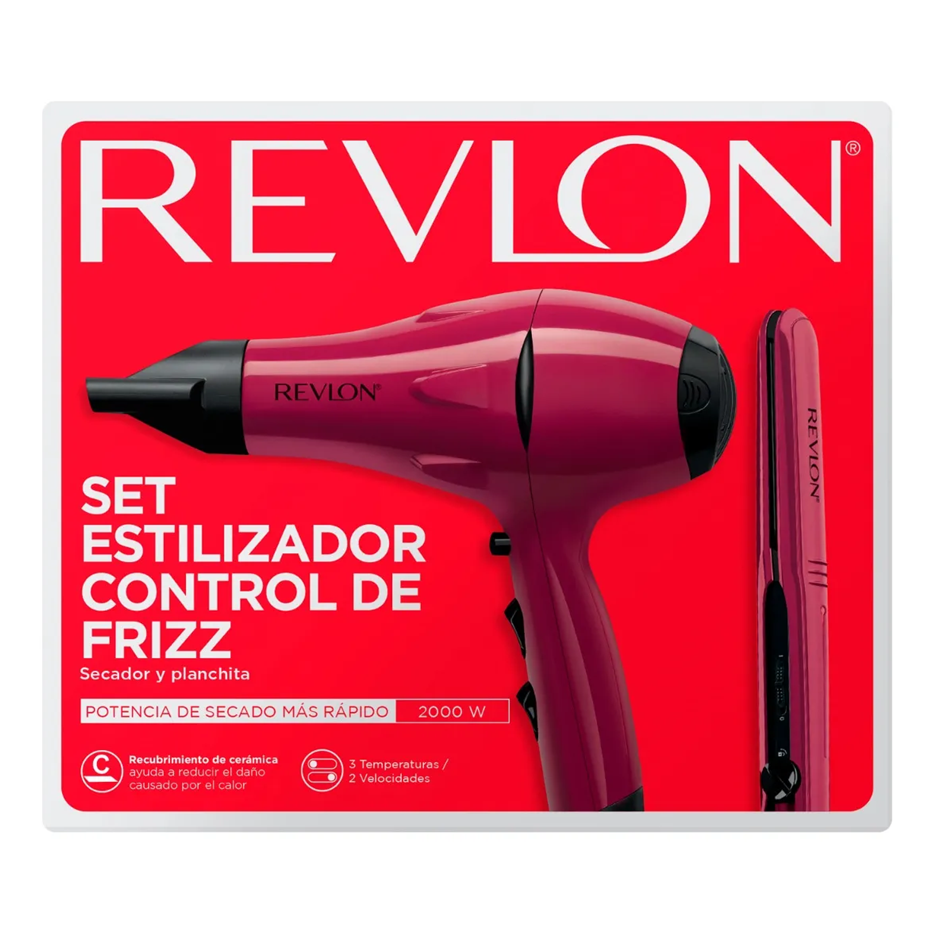 Pack Set Estilizador Control De Frizz Alisador Y Secador Revlon 5