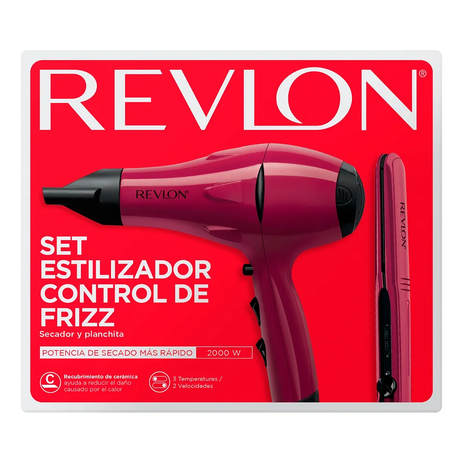 Pack Set Estilizador Control De Frizz Alisador Y Secador Revlon 5