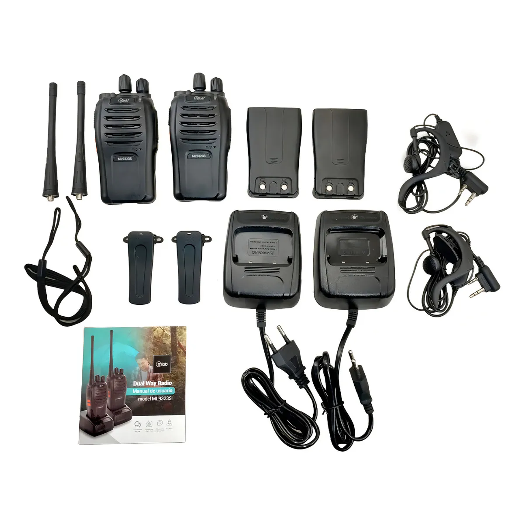 Radio Intercomunicador Mlab Walkie-talkies Kit 2u Color Negro 4