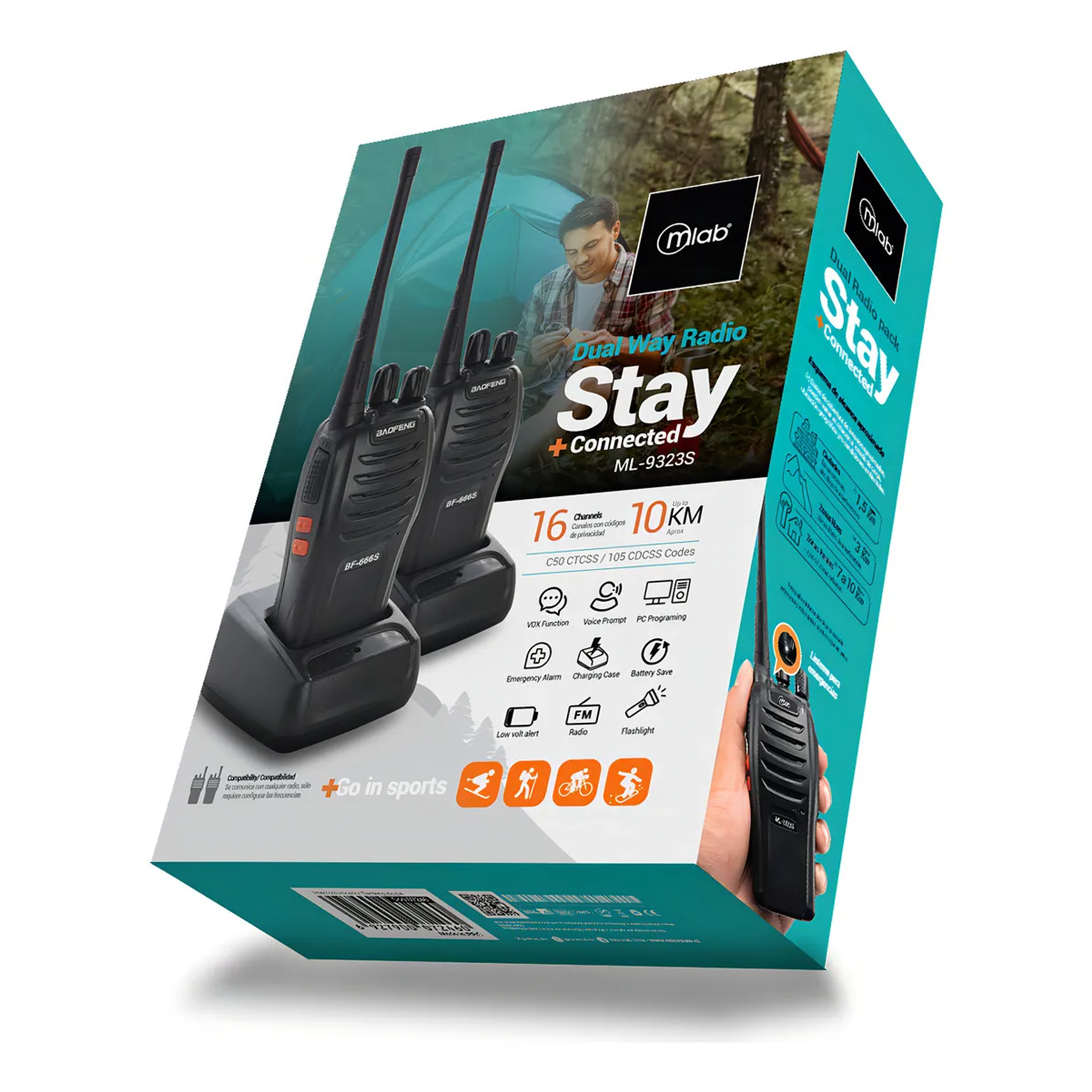 Radio Intercomunicador Mlab Walkie-talkies Kit 2u Color Negro 5