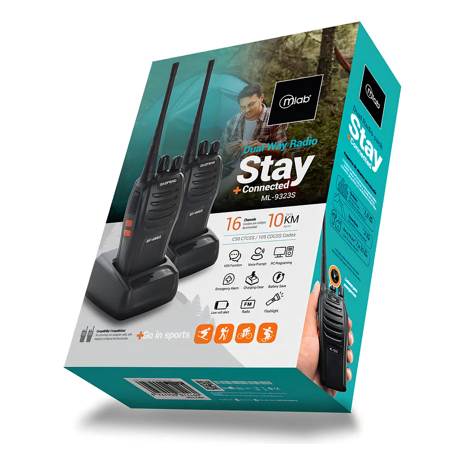 Radio Intercomunicador Mlab Walkie-talkies Kit 2u Color Negro 5