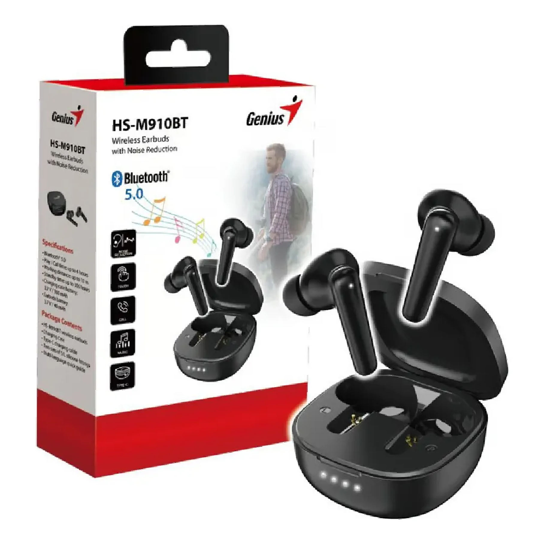 Auriculares Tws Genius Hs-m910bt Bluetooth Color Negro 7