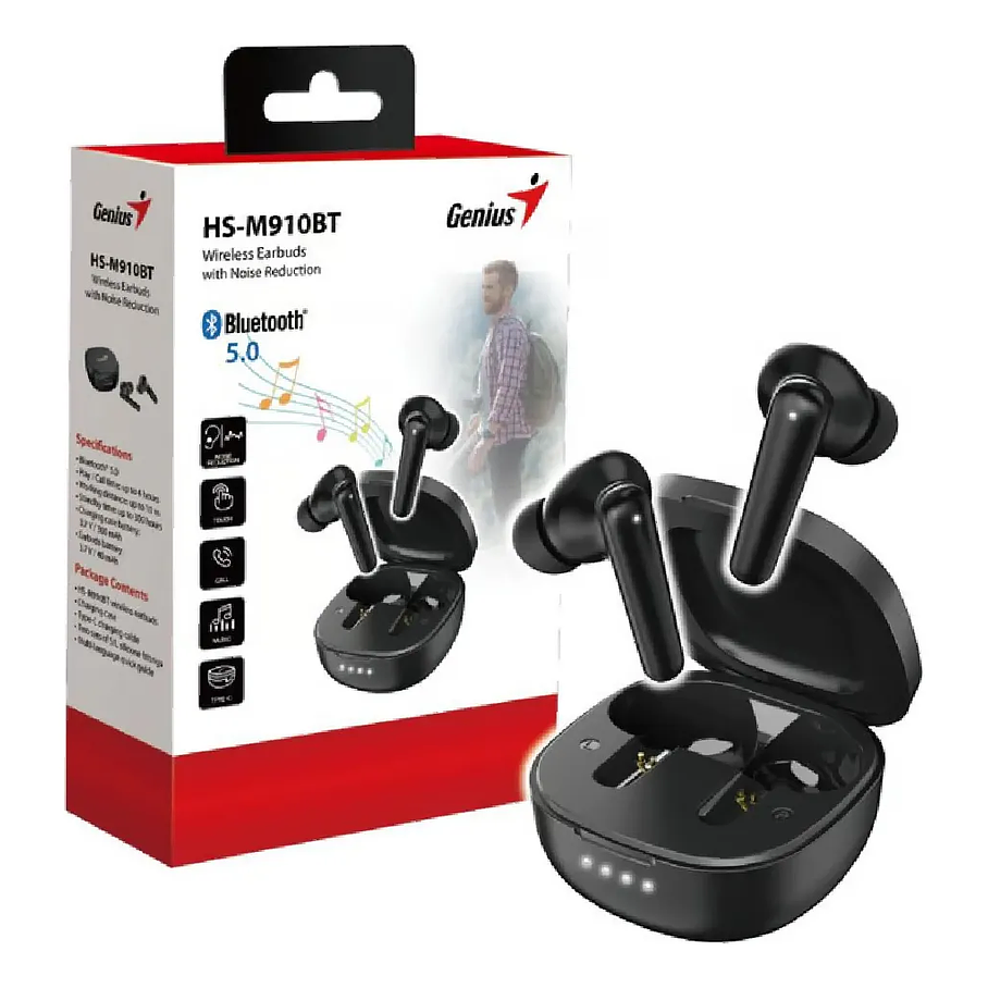 Auriculares Tws Genius Hs-m910bt Bluetooth Color Negro 7