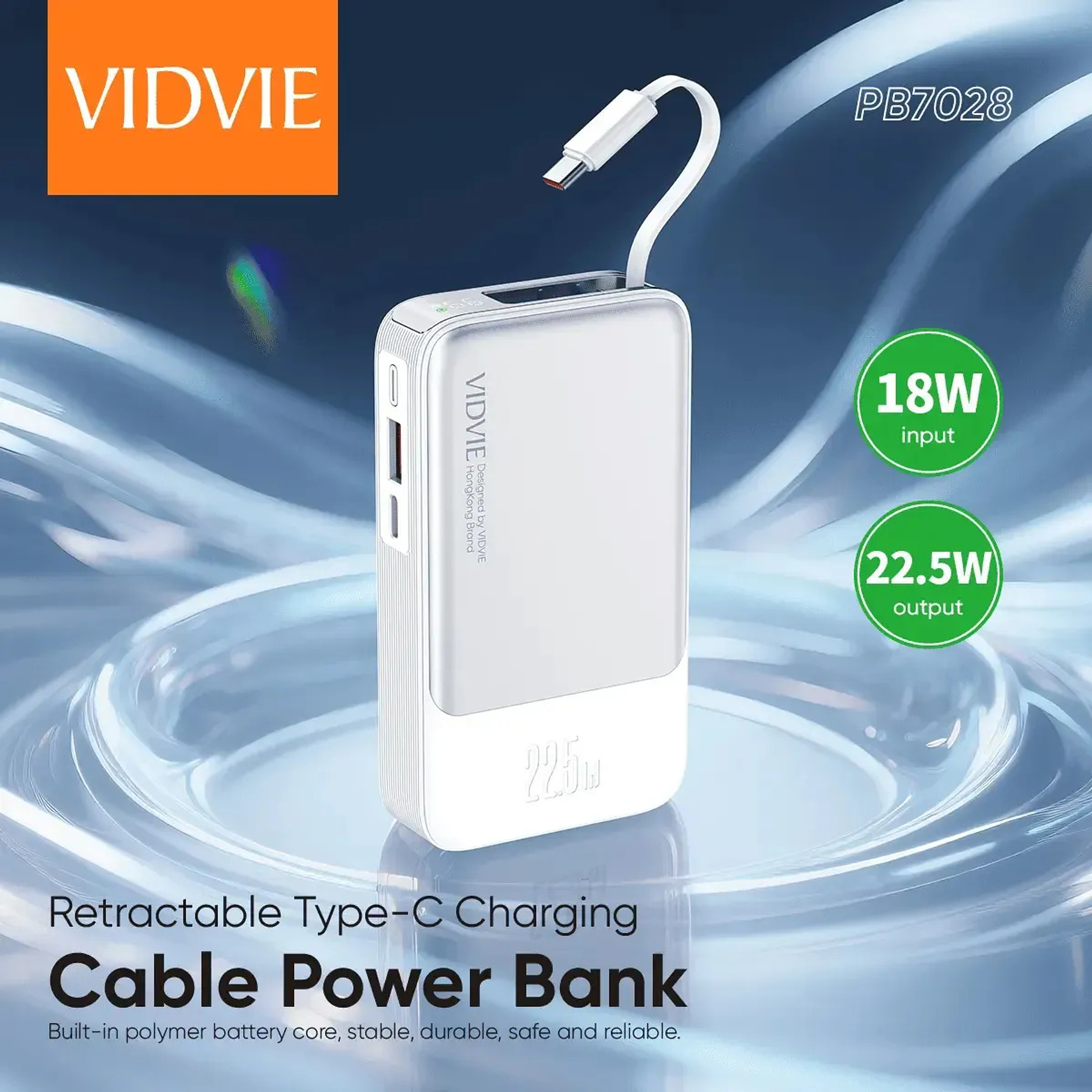 Power Bank Vidvie 10000 Mah Retractable Type-c Charging Cable Power Bank PB7028 6