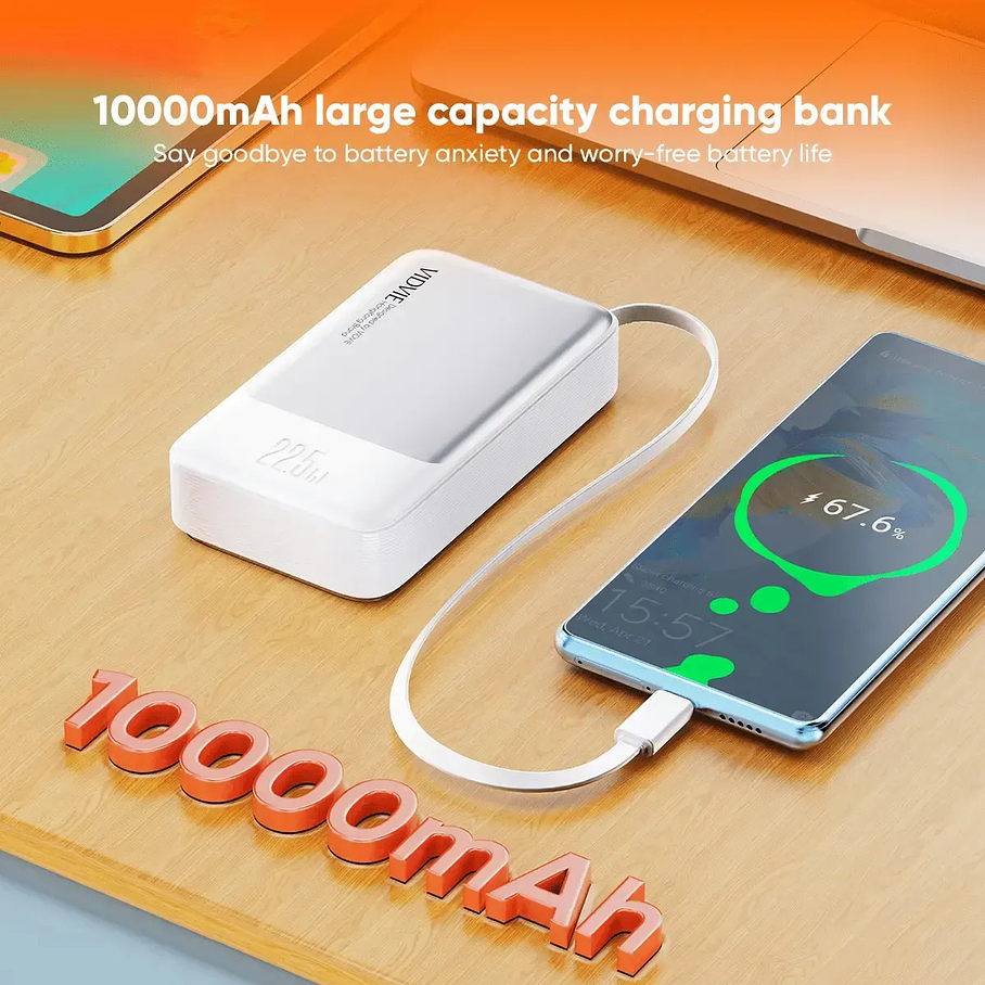 Power Bank Vidvie 10000 Mah Retractable Type-c Charging Cable Power Bank PB7028 9