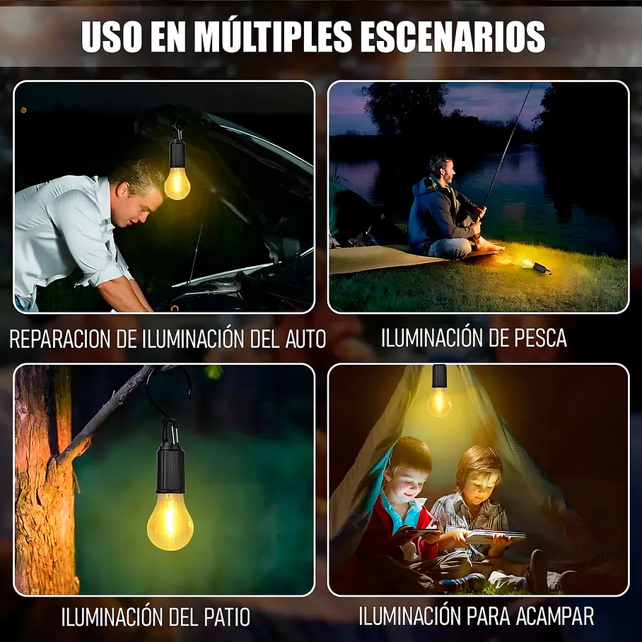 Pack 2 Ampolleta Recargable Ampolletas Camping Colgantes Ampolletas Recargables Led 15w Plástico Ampolleta Emergencia  6