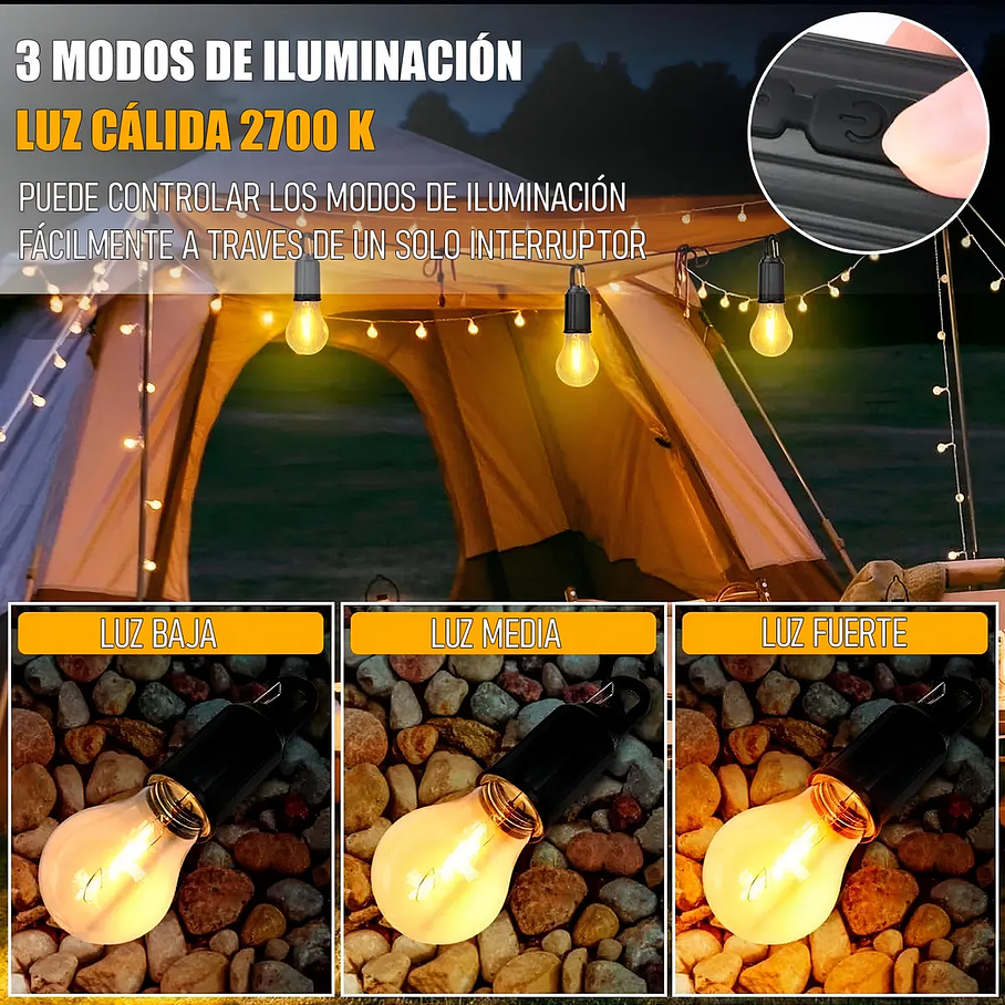 Pack 2 Ampolleta Recargable Ampolletas Camping Colgantes Ampolletas Recargables Led 15w Plástico Ampolleta Emergencia  8