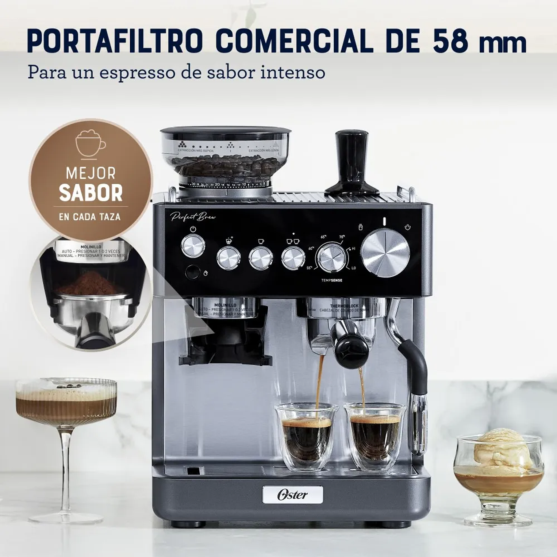 Cafetera Espresso Oster Perfect Brew Bvstem7301 Gris Industrial  8