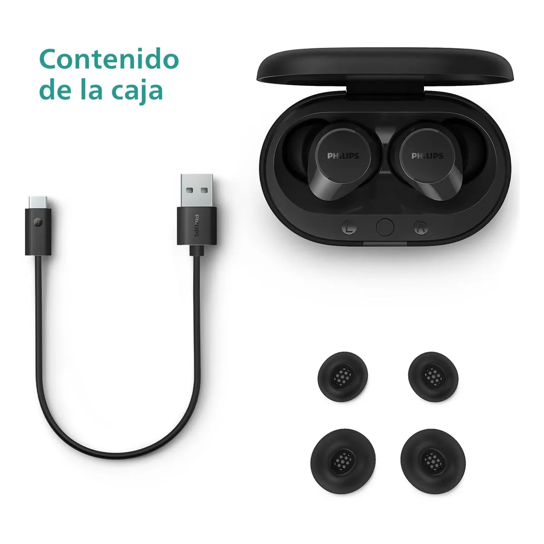 Audífono True Wireless Bluetooth Philips TAT1209BK Negro Luz Blanco 2
