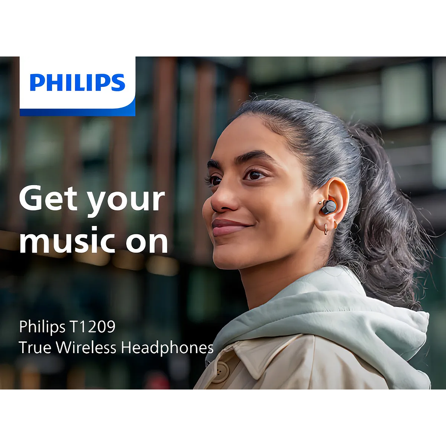 Audífono True Wireless Bluetooth Philips TAT1209BK Negro Luz Blanco 3