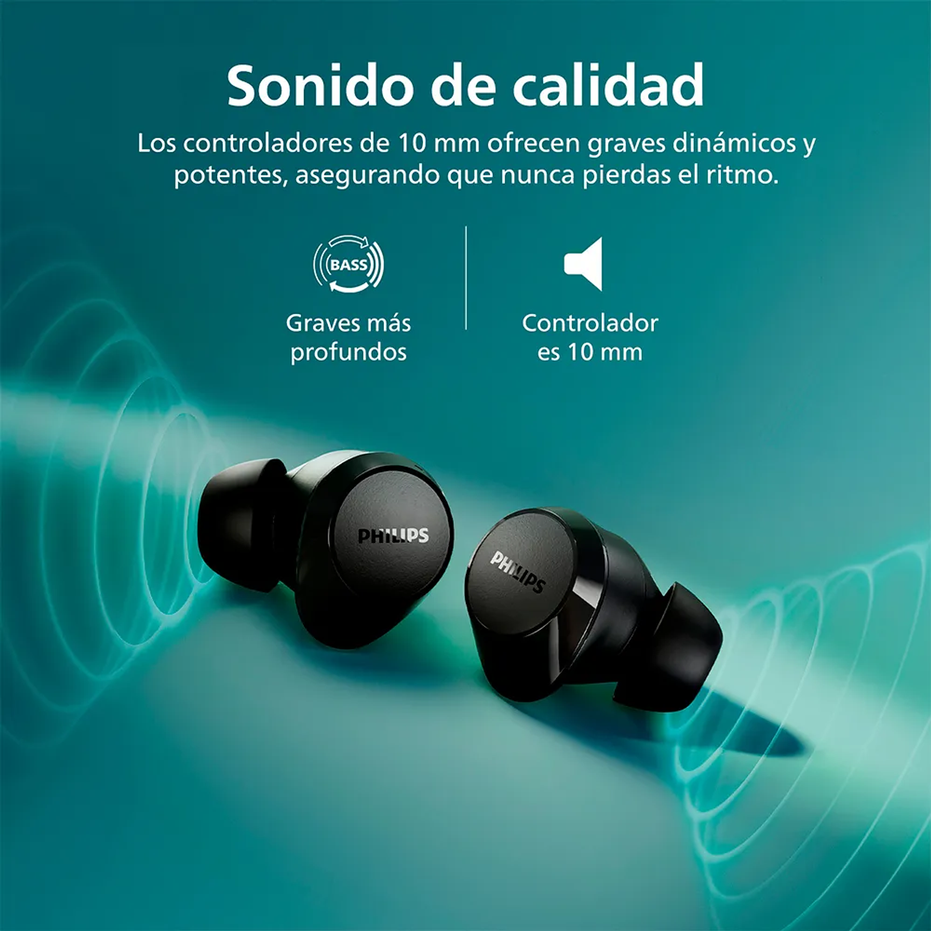 Audífono True Wireless Bluetooth Philips TAT1209BK Negro Luz Blanco 9