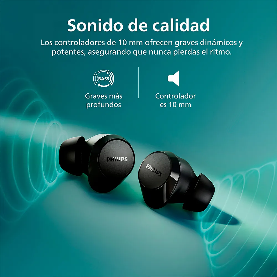 Audífono True Wireless Bluetooth Philips TAT1209BK Negro Luz Blanco 9
