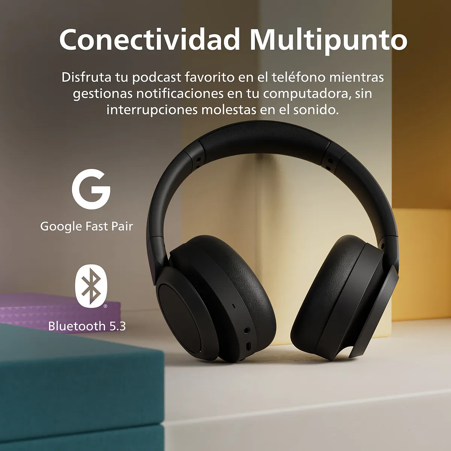Audífonos Inalámbricos Bluetooth Philips Noise Cancelling TAH6509 Headband Color Negro - Supraaurales ANC 70H 5