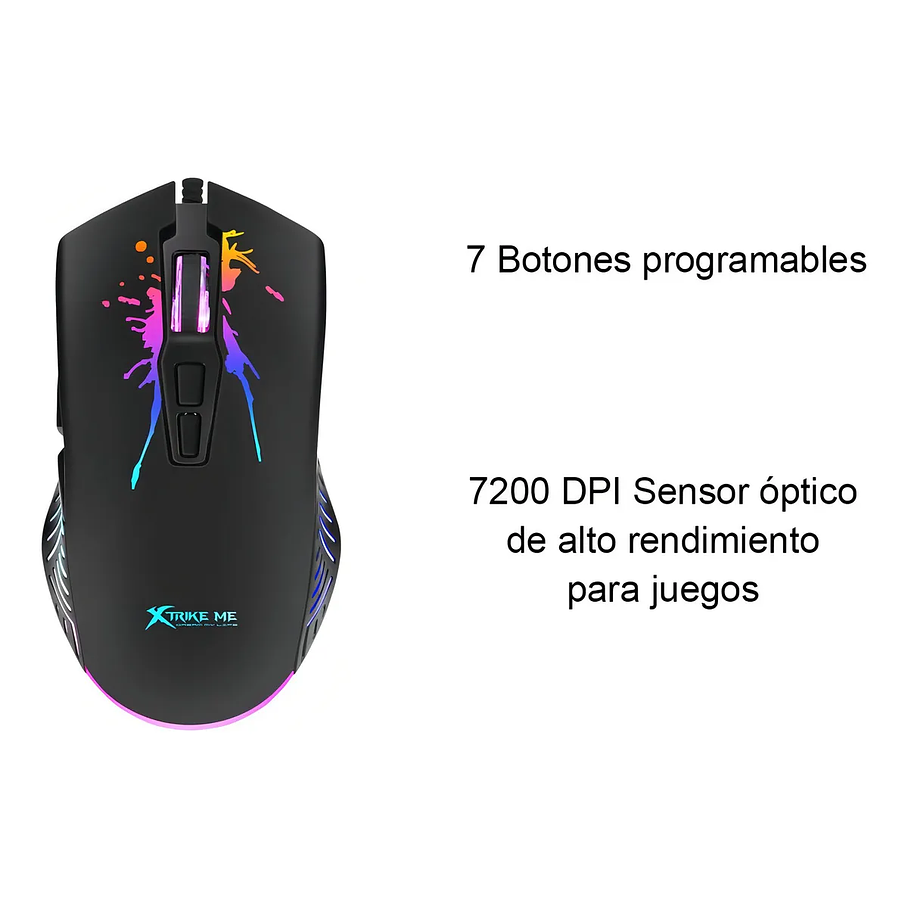 Mouse Gamer Xtrike Me Pro 7200dpi Gm-215 Color Negro 11