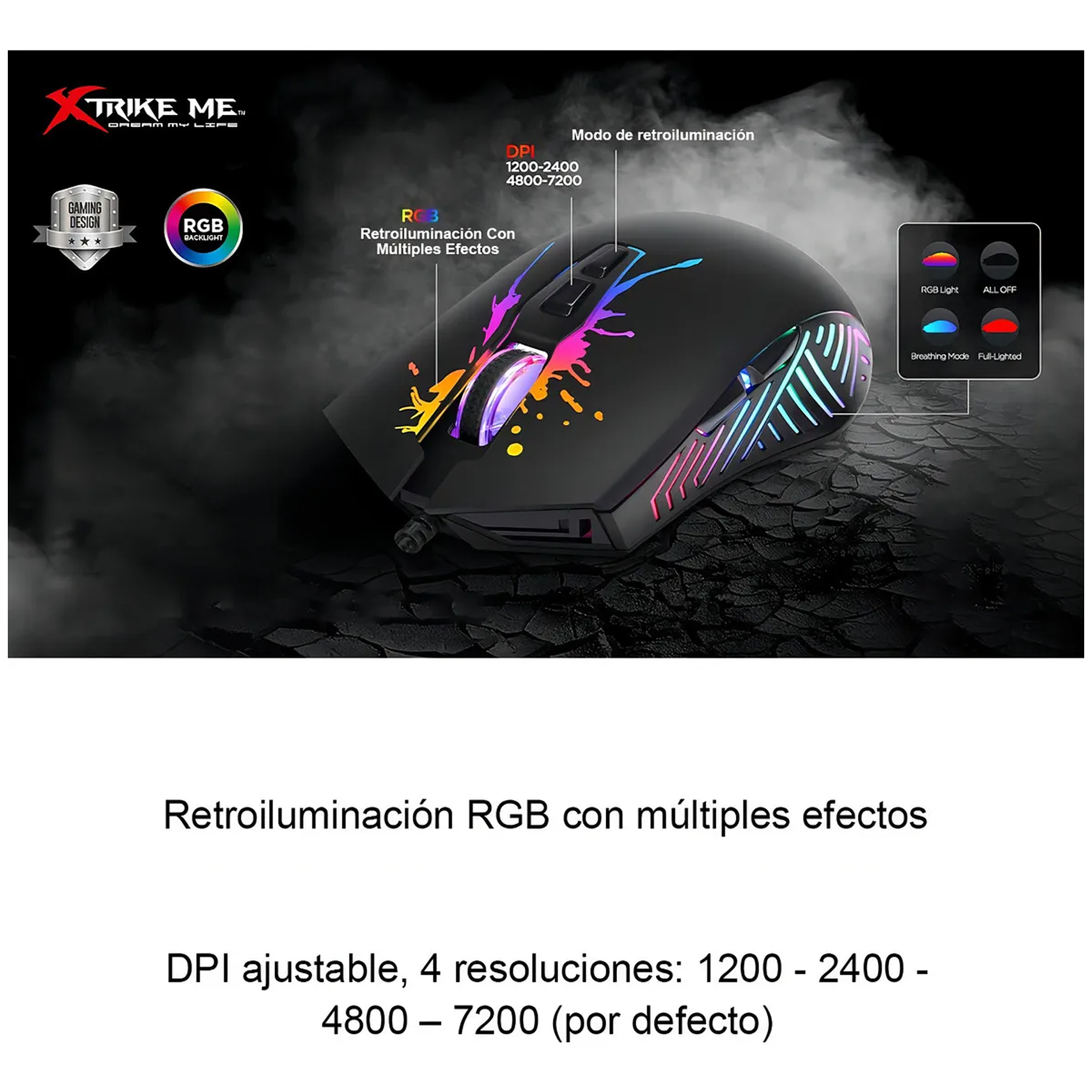 Mouse Gamer Xtrike Me Pro 7200dpi Gm-215 Color Negro 8