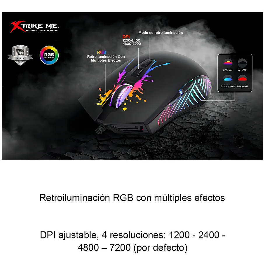 Mouse Gamer Xtrike Me Pro 7200dpi Gm-215 Color Negro 8