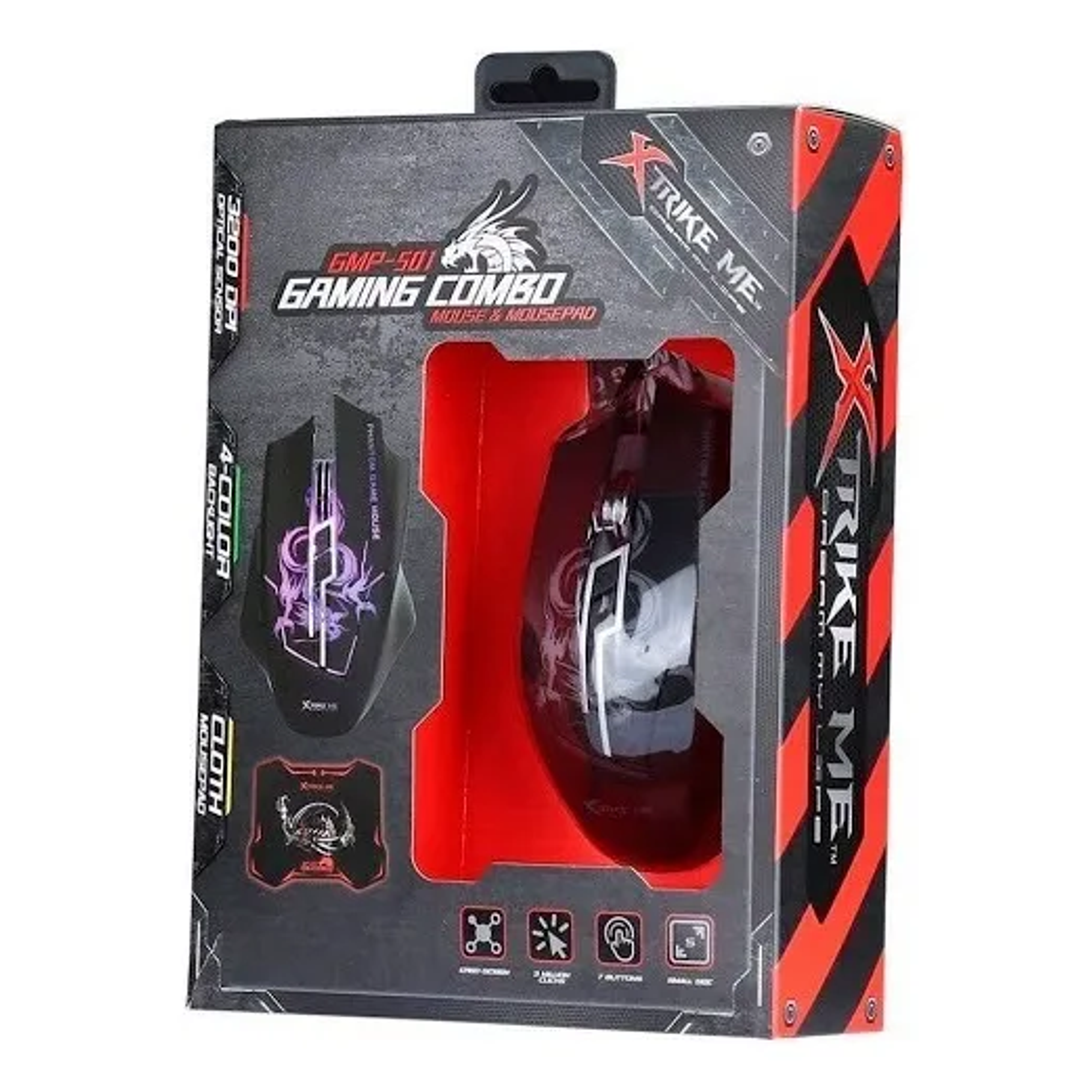 Kit Mouse + Mousepad Gamer Xtrike-me Iluminado Rgb Negro 3