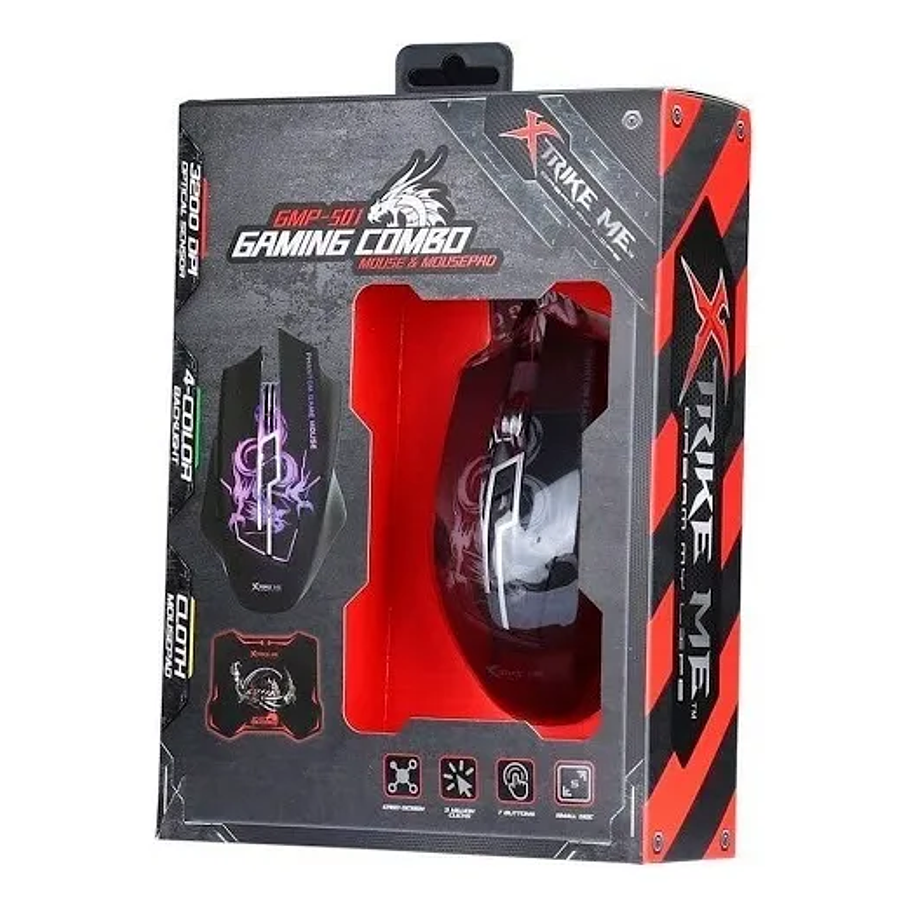 Kit Mouse + Mousepad Gamer Xtrike-me Iluminado Rgb Negro 3