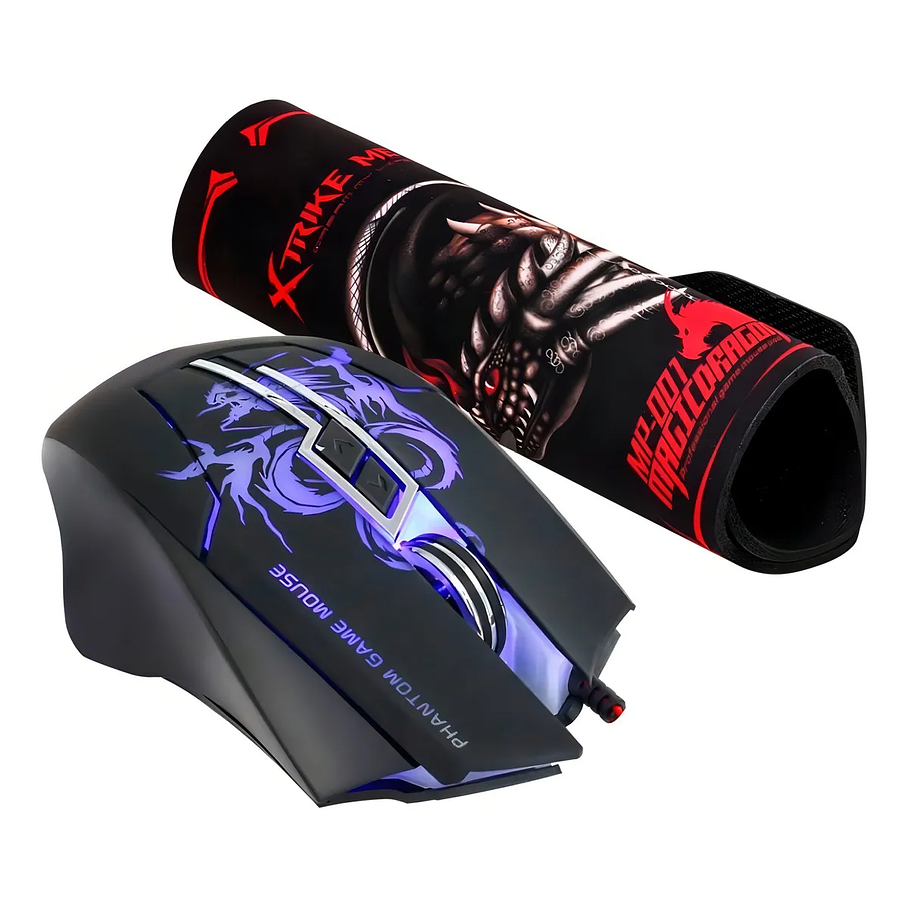 Kit Mouse + Mousepad Gamer Xtrike-me Iluminado Rgb Negro 1
