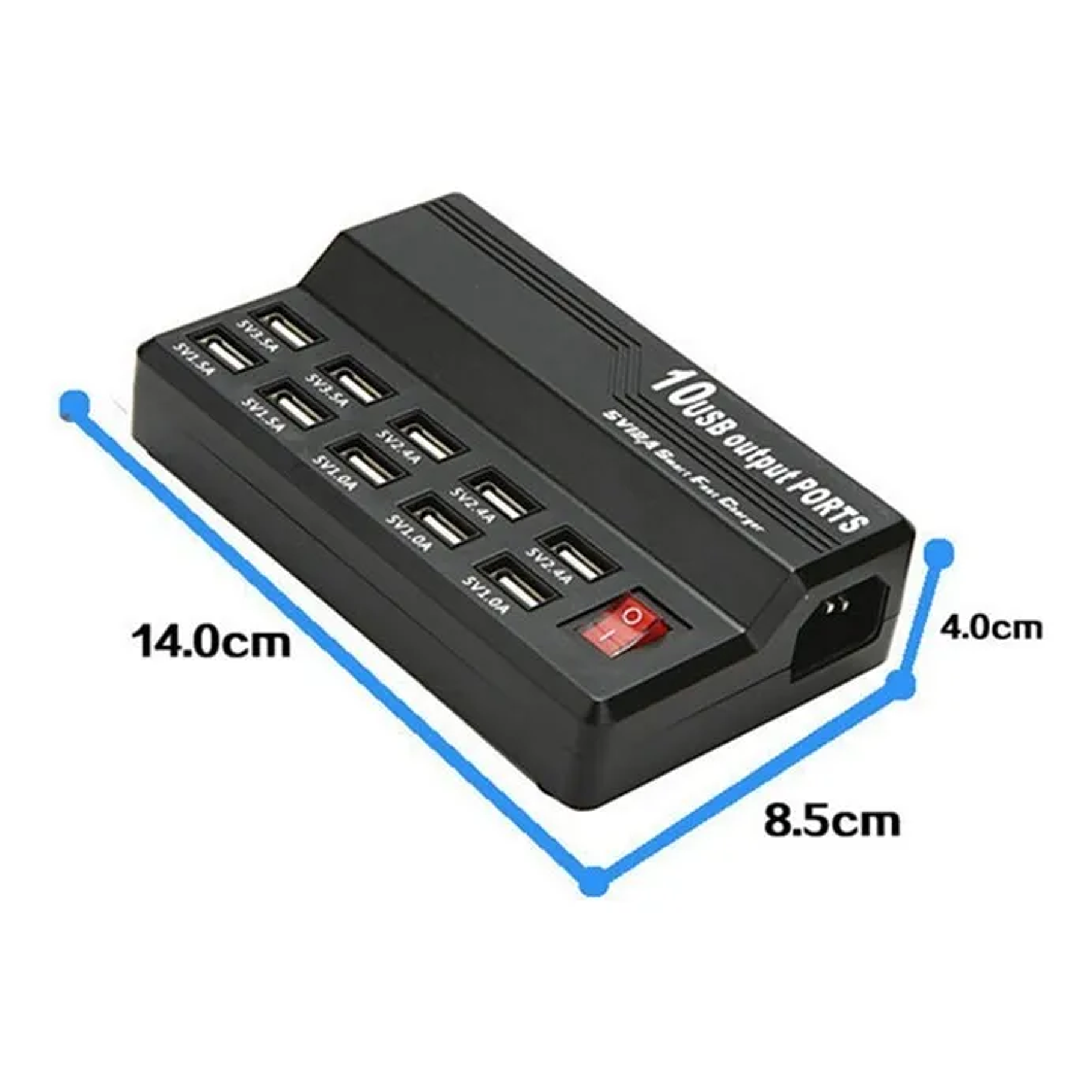 Cargador Múltiple Usb 10 Puertos Carga Rápida 5v 12a 2