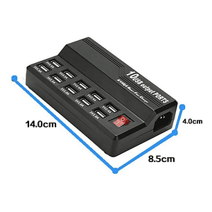 Cargador Múltiple Usb 10 Puertos Carga Rápida 5v 12a