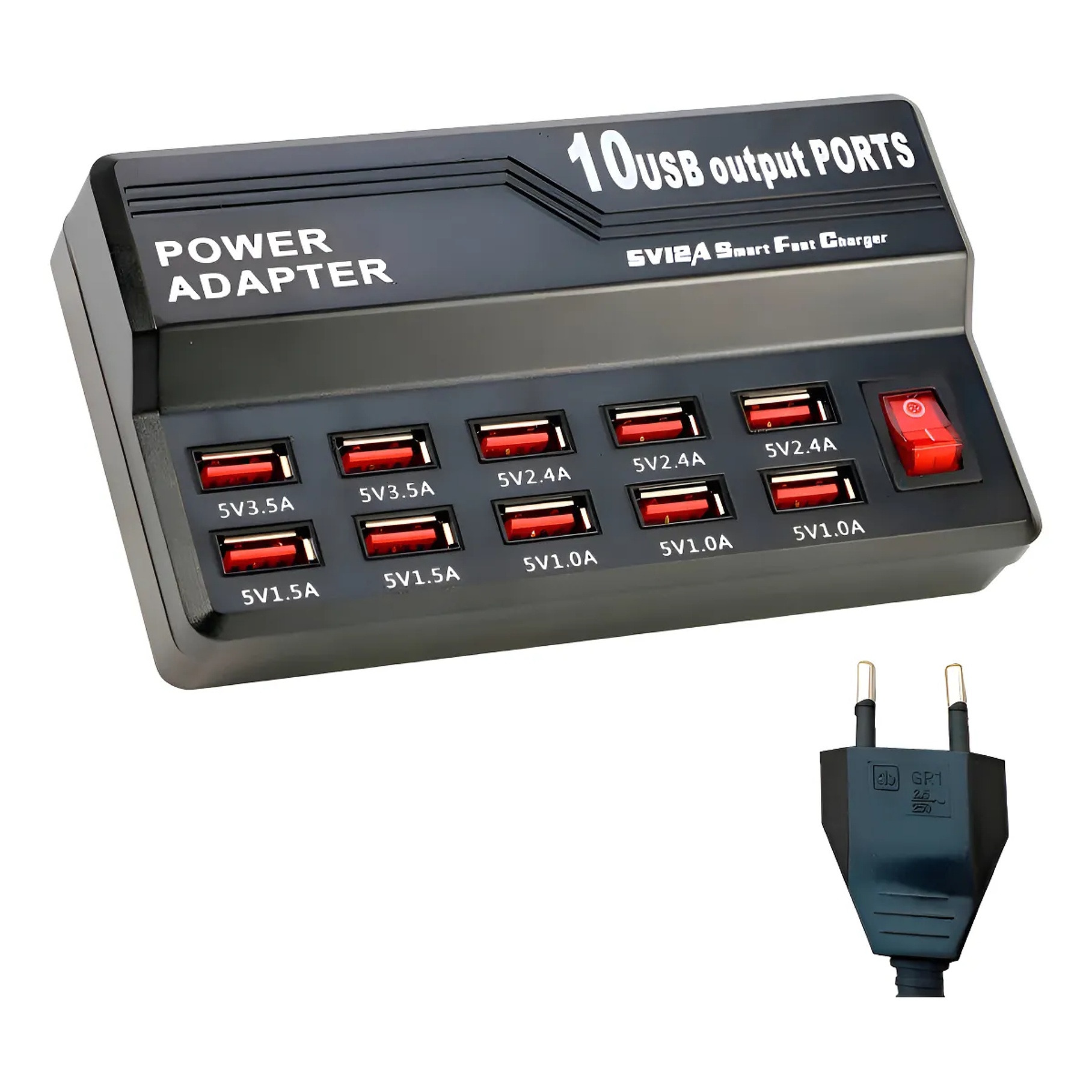 Cargador Múltiple Usb 10 Puertos Carga Rápida 5v 12a 1