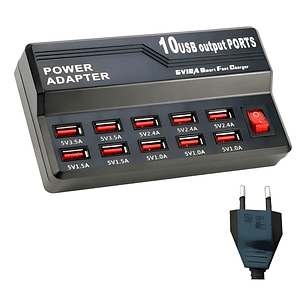 Cargador Múltiple Usb 10 Puertos Carga Rápida 5v 12a