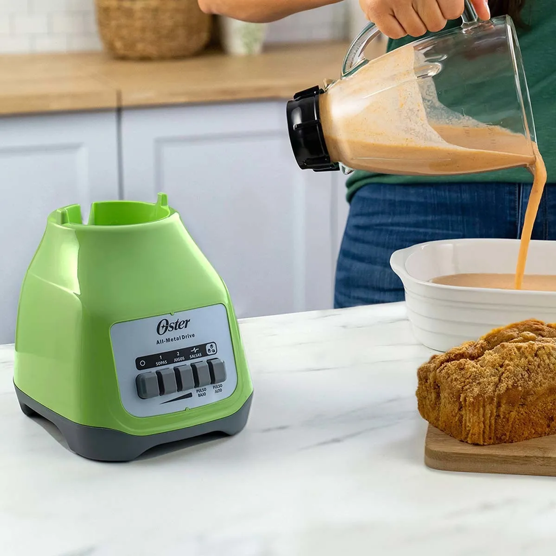 Licuadora Oster® Blstkagkpb 2 Velocidades Y Vaso De Vidrio Color Verde 4