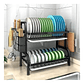 Secador Escurridor De Platos 2 Niveles Color Negro Metalico - Miniatura 2