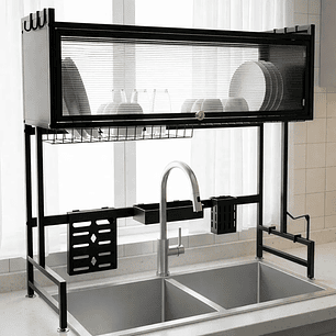 Escurridor Secaplatos Eoland Seca Loza 2 Niveles Acero Negro 65 Cm Rejilla Secador Platos Lavaplatos Organizador Cocina Metalico Alta Capacidad Secado Rápido
