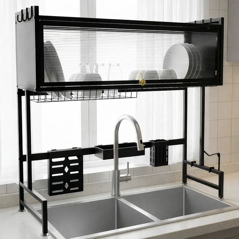 Escurridor Secaplatos Eoland Seca Loza 2 Niveles Acero Negro 65 Cm Rejilla Secador Platos Lavaplatos Organizador Cocina Metalico Alta Capacidad Secado Rápido 2