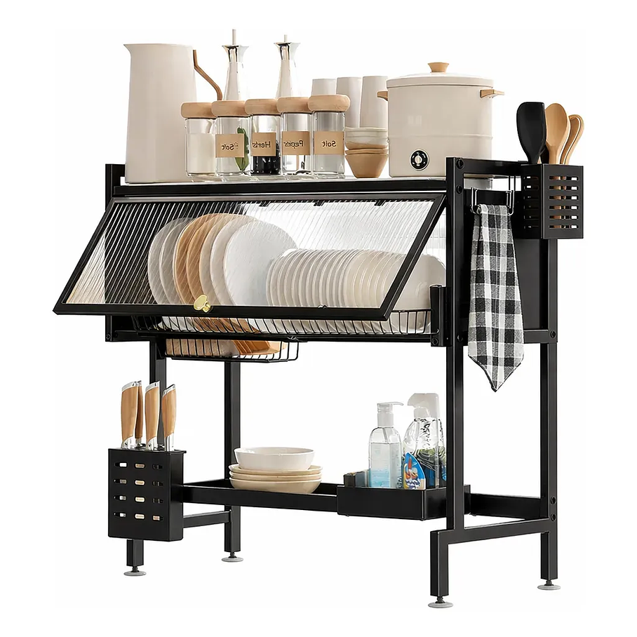 Escurridor Secaplatos Eoland Seca Loza 2 Niveles Acero Negro 65 Cm Rejilla Secador Platos Lavaplatos Organizador Cocina Metalico Alta Capacidad Secado Rápido 8