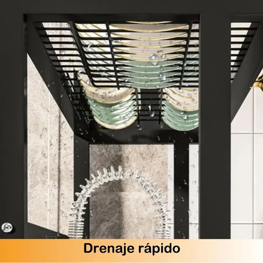 Escurridor Secador Loza Platos 3 Niveles Organizador 85cm Negro Organizador Cocina Metalico Alta Capacidad Secado Rápido 3