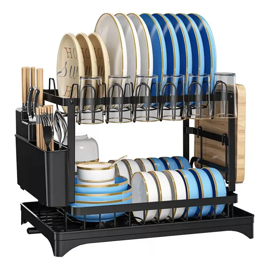 Escurridor De Platos 2 Niveles Secador Loza Inoxidable Rack Organizador De Cocina 1