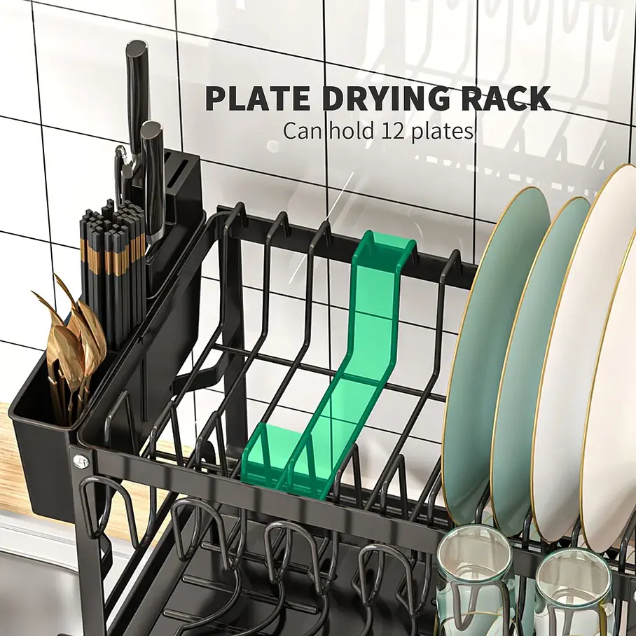 Escurridor De Platos 2 Niveles Secador Loza Inoxidable Rack Organizador De Cocina 4