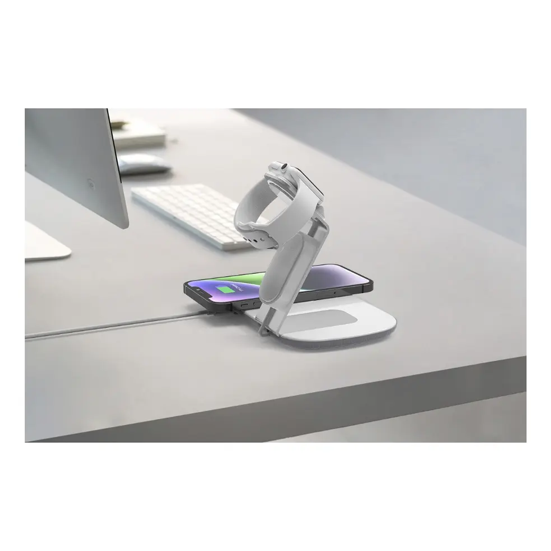 Base Carga Inalámbrica Dusted 2 En 1 Rápida 15W Compatible Con iPhone Reloj Watch 2