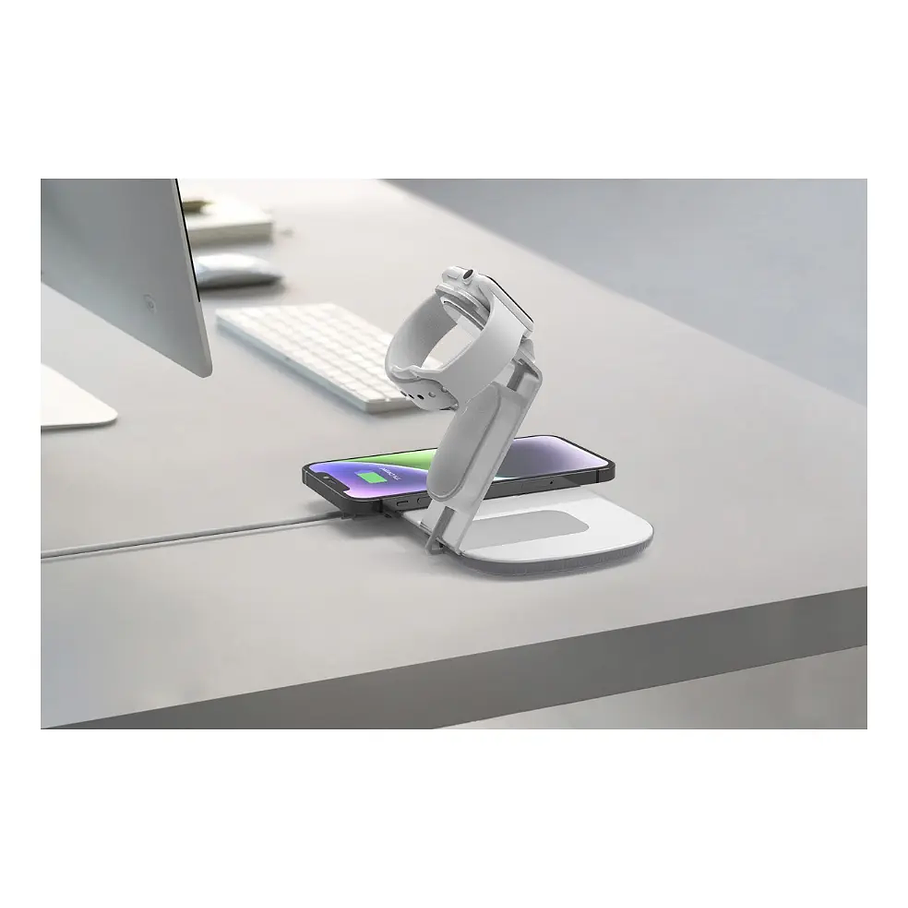 Base Carga Inalámbrica Dusted 2 En 1 Rápida 15W Compatible Con iPhone Reloj Watch 2