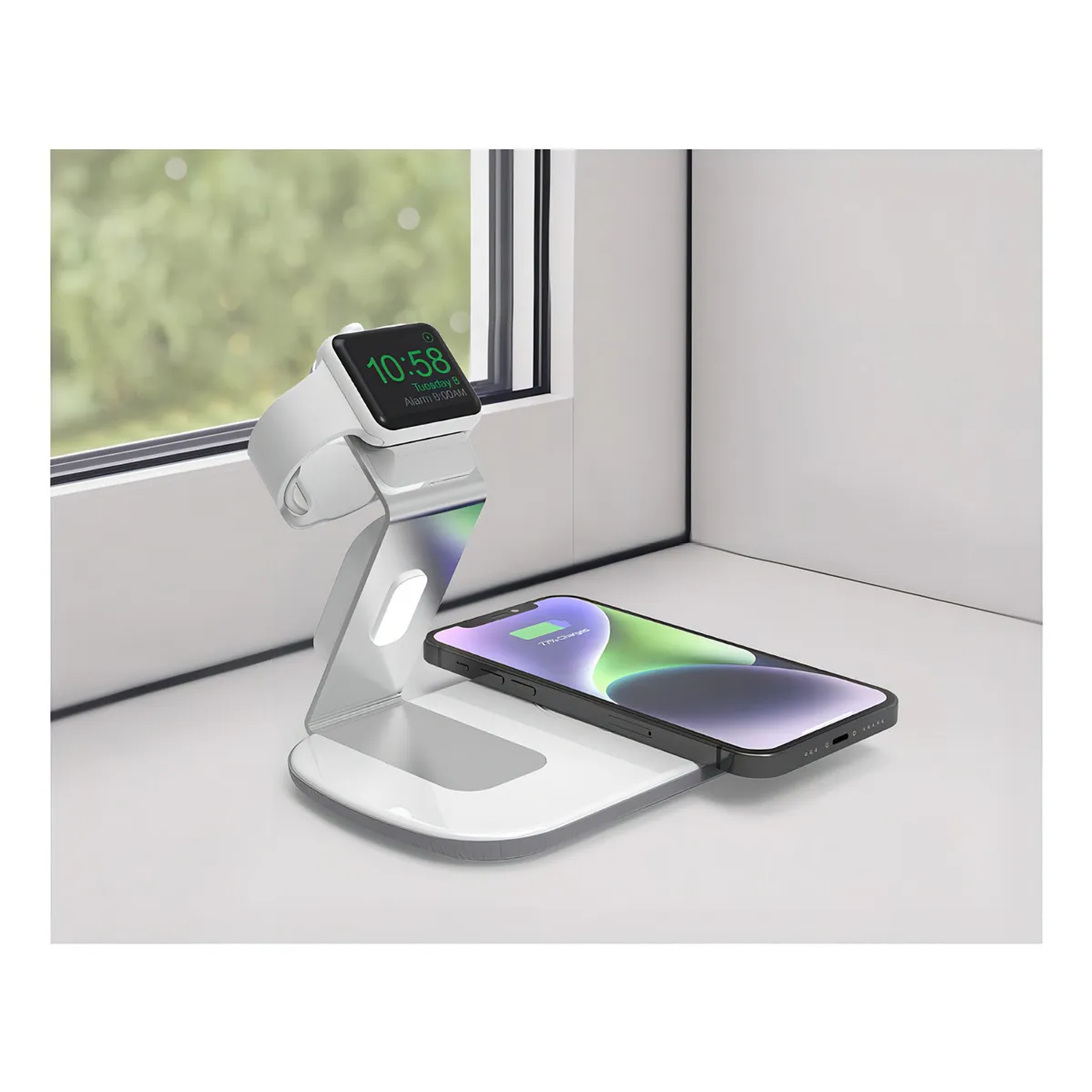 Base Carga Inalámbrica Dusted 2 En 1 Rápida 15W Compatible Con iPhone Reloj Watch 3