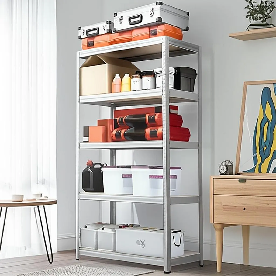 Estante Metalico 180cm X 90cm X 40cm Marca Eoland Organizador Plateado De 5 Niveles Facil Ensamblado Multiuso Escritorio Madera Mdf Alta Calidad Repisas Estanterias Organizadoras 3