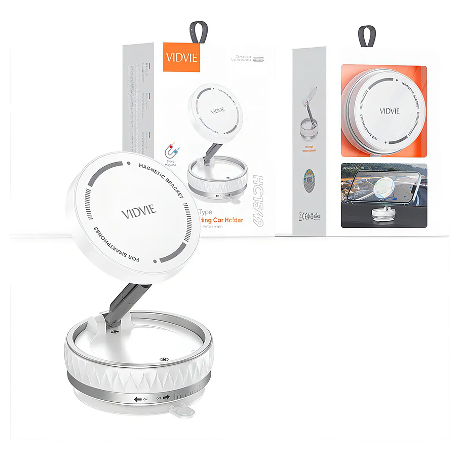 Soportes Universales Para Teléfono De Coche Vidvie Hc1549 Blanco Magnético 1