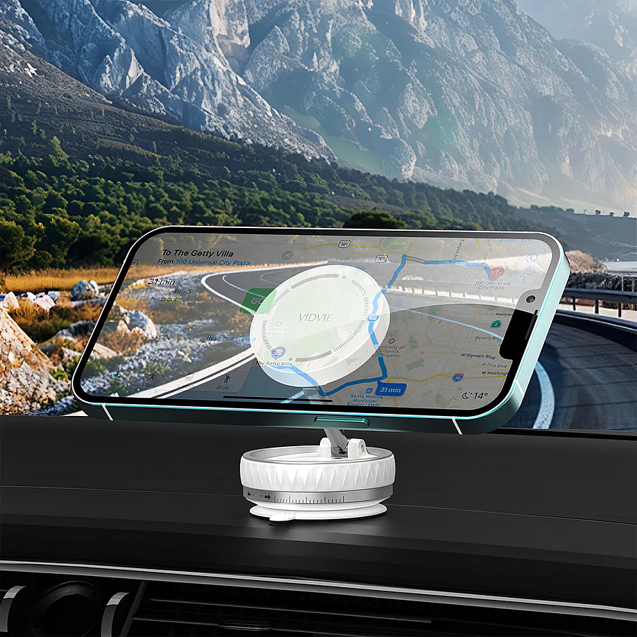 Soportes Universales Para Teléfono De Coche Vidvie Hc1549 Blanco Magnético 6