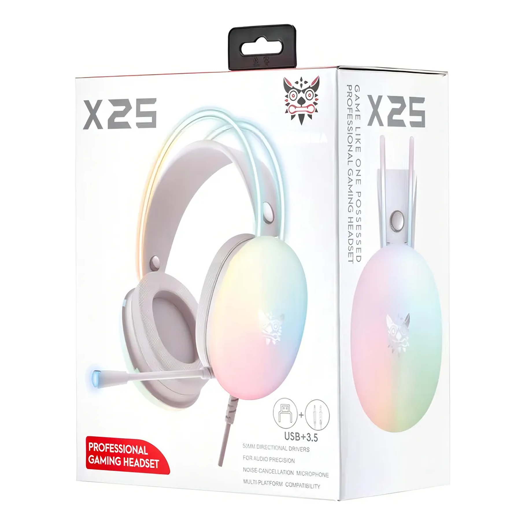 Audífonos Gamer Onikuma X25 Rgb Microfono Comp. Pc Ps4 Ps5 Color Blanco 5