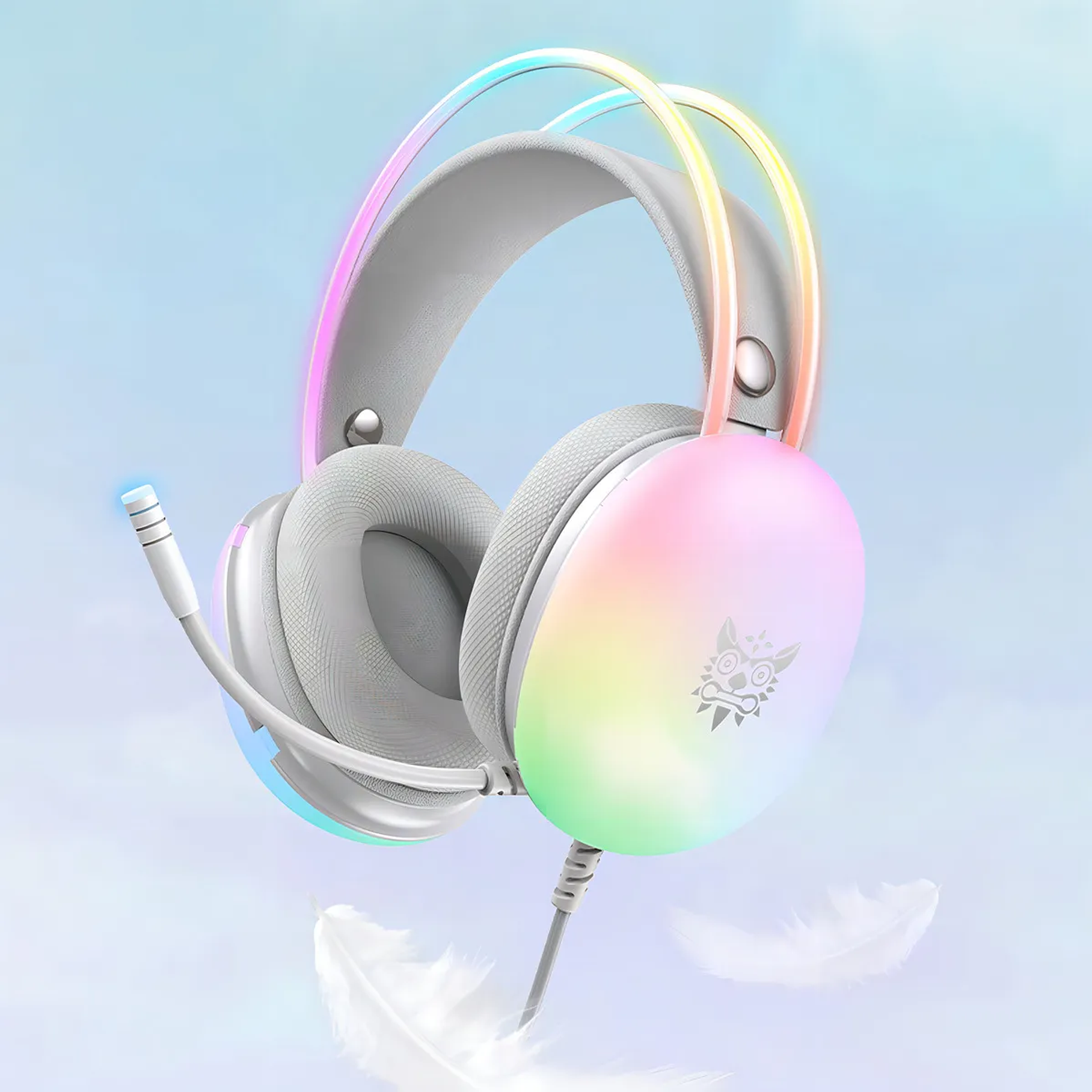 Audífonos Gamer Onikuma X25 Rgb Microfono Comp. Pc Ps4 Ps5 Color Blanco 10