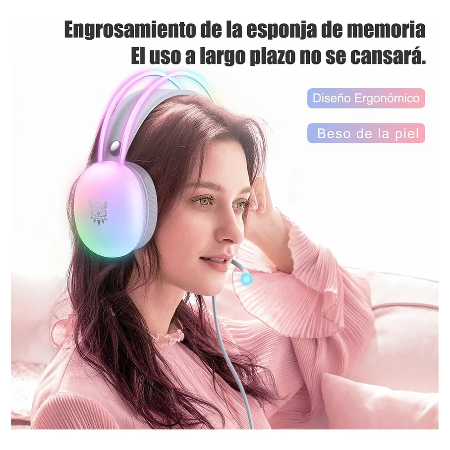 Audífonos Gamer Onikuma X25 Rgb Microfono Comp. Pc Ps4 Ps5 Color Blanco 11