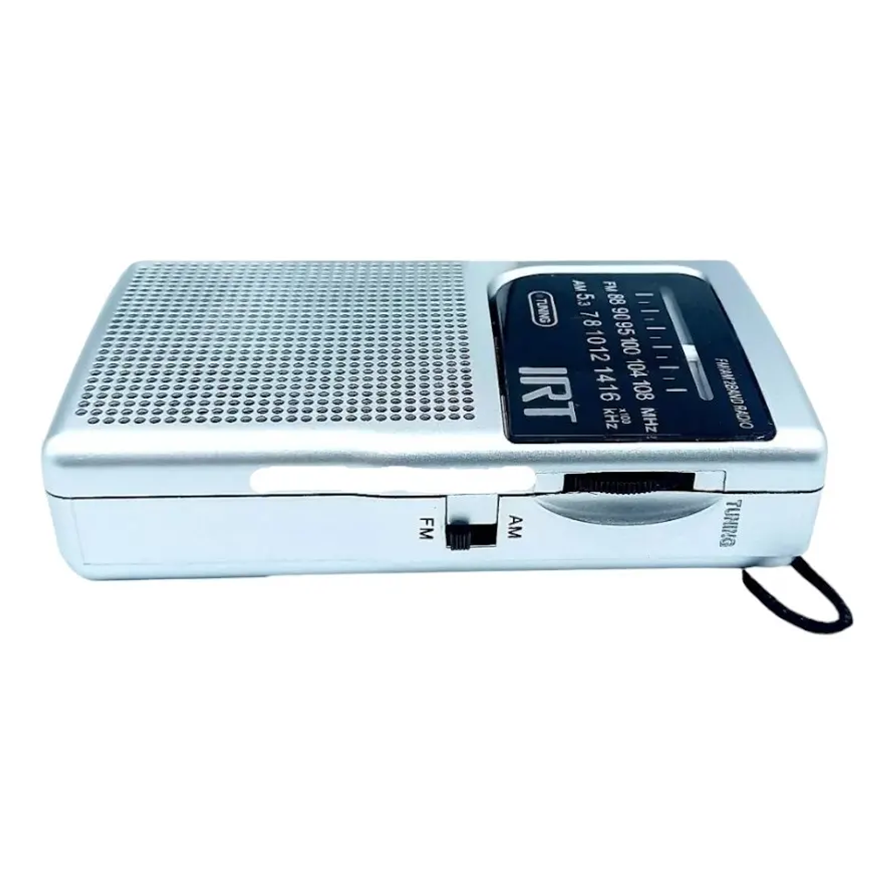 Radio A Pilas Portatil De Bolsillo Am/fm Irt Plateada Color Plateado 2