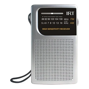 Radio A Pilas Portatil De Bolsillo Am/fm Irt Plateada Color Plateado