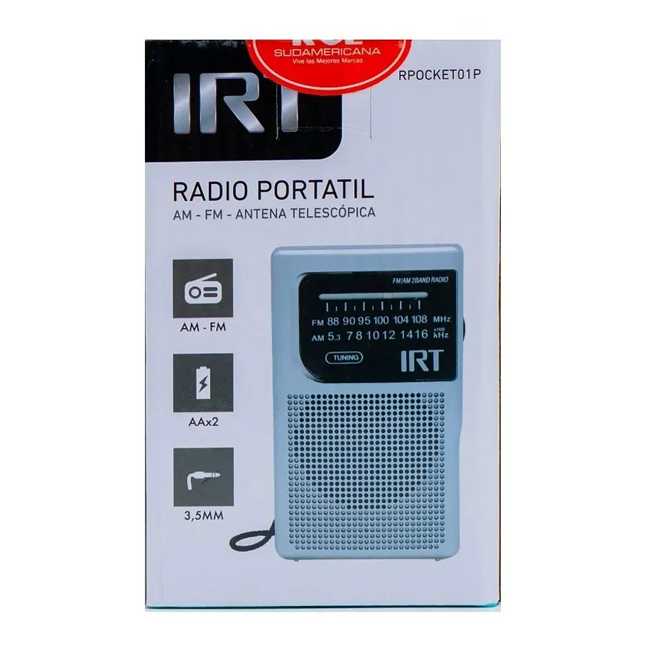 Radio A Pilas Portatil De Bolsillo Am/fm Irt Plateada Color Plateado 4